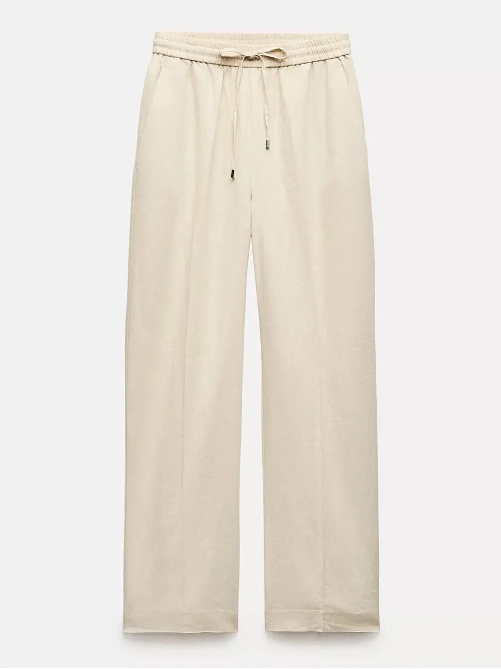 Zara Linen Blend Straight Pants in Light Sand Size XS